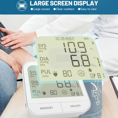 Blood Pressure Meter Wrist Electronic Pressure Monitor with Large Display