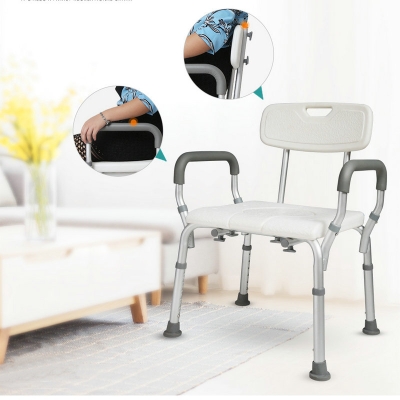 Shower Chair with Commode, Elderly Bath&Toilet Seat with Widened Armrest