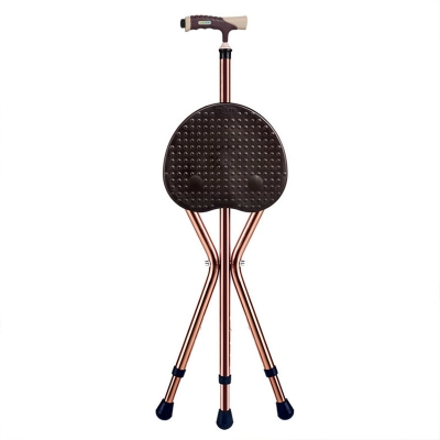 Foldable Walking Cane Height Adjustable Walking Crutches with Seat Board