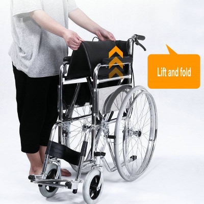 Foldable Commode Wheelchair Manual Wheelchair with Poop Box
