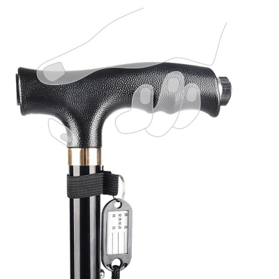 Adjustable Walking Cane with Armrest Four Big Feet Crutches with LED Light