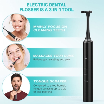 Rechargeable Dental Floss with Placement Holder and Replaced Flosser