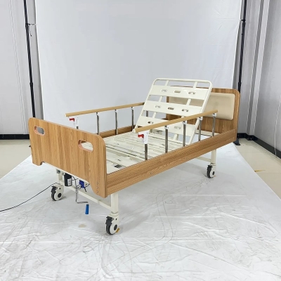 Single Crank Manual Wooden Medical Hospital Bed for Nursing Home