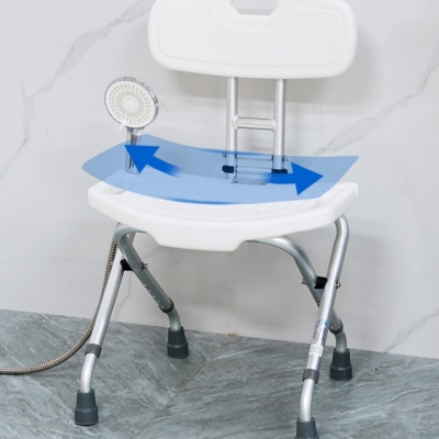 Aluminum Bathroom Shower Chair Foldable Toilet Bath Stool with Backrest