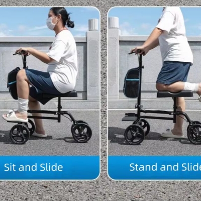 Foldable Mobility Knee Scooter Rolling Walker Walking Rollator