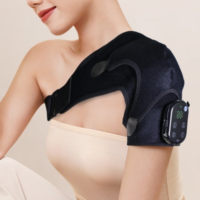 Cordless Shoulder Heating Pad Heated Brace Wrap with Vibration for Women Men