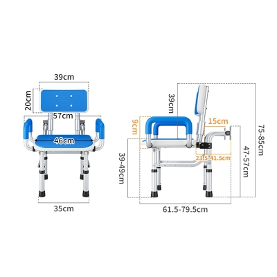 Wall Mounted Foldable Shower Chair Bath Seat for Seniors, Tool-Free Installation