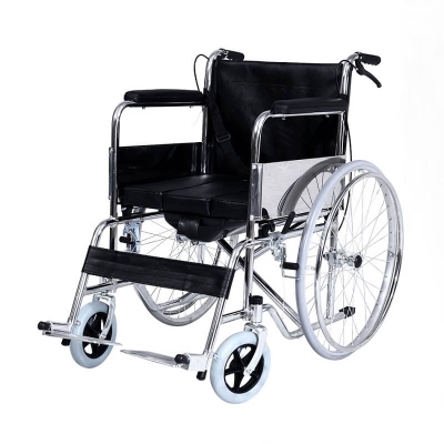 Foldable Commode Wheelchairs Manual Wheelchair with Poop Box
