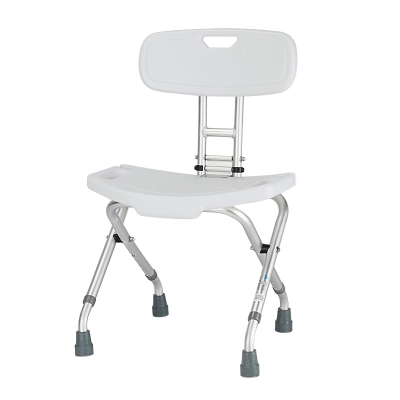 Aluminum Bathroom Shower Chair Foldable Toilet Bath Stool with Backrest