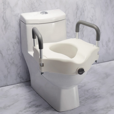 Raised Toilet Seat with Safety Handrail for the Seniors and Pregnant