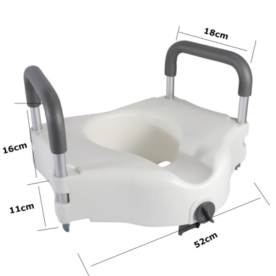 Raised Toilet Seat with Safety Handrail for the Seniors and Pregnant