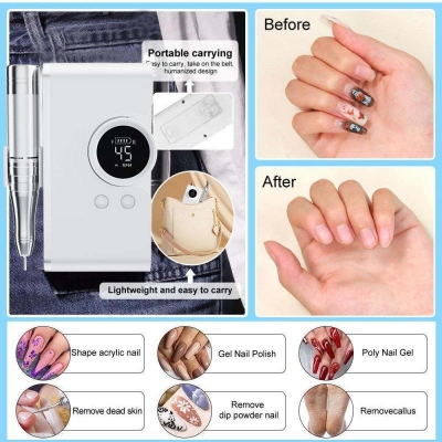 45000RPM Rechargeable Nail Drill Machine – Professional Nail Polishing Device for Manicure