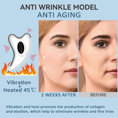 Compact Microcurrent Gua Sha Face Massager - Rechargeable Facial Lifting Tool with Vibration