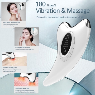 Compact Microcurrent Gua Sha Face Massager - Rechargeable Facial Lifting Tool with Vibration