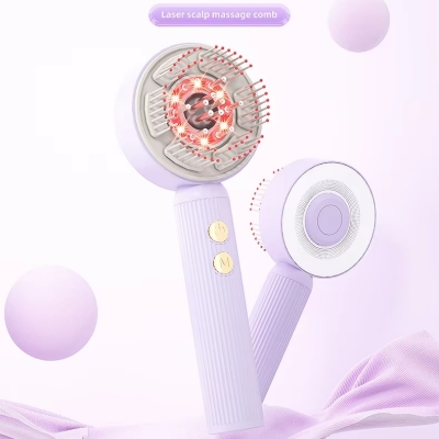 Electric Hair Scalp Massager Brush, Red Blue Light Laser Massaging Comb