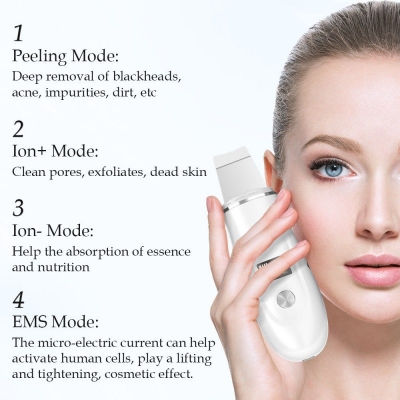 Waterproof Ultrasonic Skin Scrubber – Deep Facial Cleansing Spatula with Charging Base