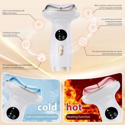 Hot & Cold Face and Neck Massager with Vibration - Gua Sha Sculpting Beauty Device