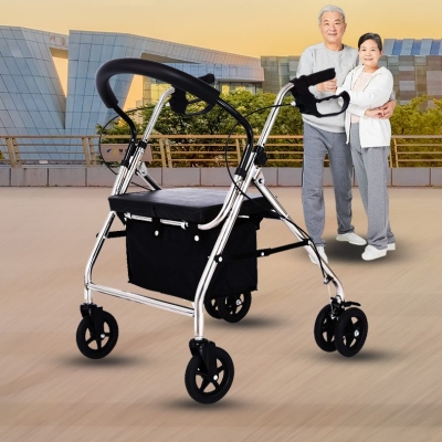 Lightweight Adjustable Walking Aids Folding Walker Rollator for The Disabled
