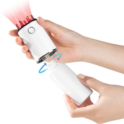 Rechargeable Red Light Scalp Massager with Serum Applicator - Portable Hair Growth Treatment Comb