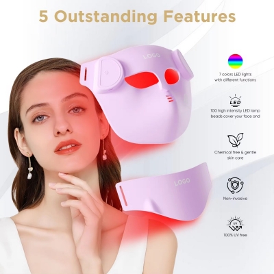 Wireless 4D LED Face and Neck Mask – Anti-Aging Red Light Therapy Device for Wholesale