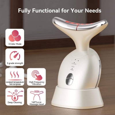 Professional Red Light Neck & Face Rejuvenation Massager - RF-Inspired Warm Therapy
