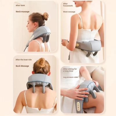Rechargeable Neck and Shoulder Massager with Heat – Portable Shiatsu Back Massager