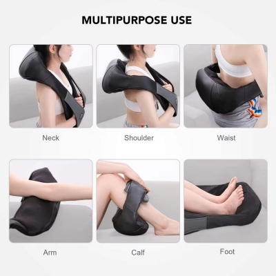 U-Shape Shiatsu Back and Neck Massager with Heat – Shoulder Massage Pillow for Home and Car