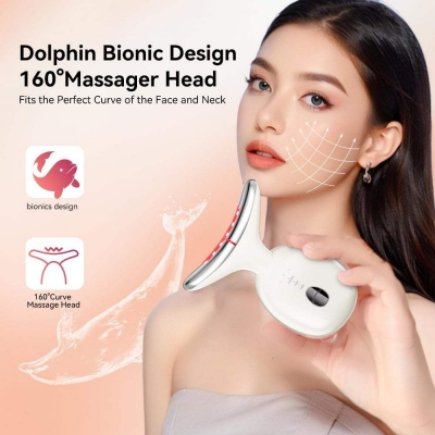 Professional Red Light Neck & Face Rejuvenation Massager - RF-Inspired Warm Therapy
